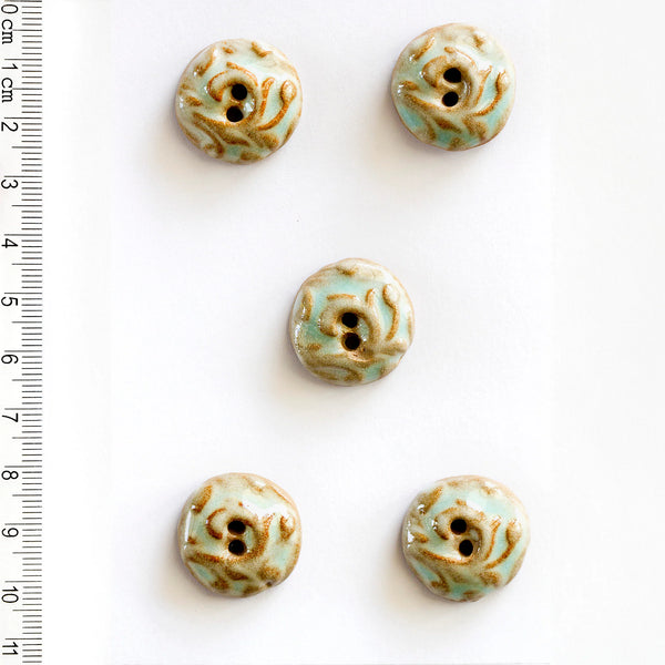 Incomparable Buttons - Aqua & Fawn Swirl L375 - Card of 5