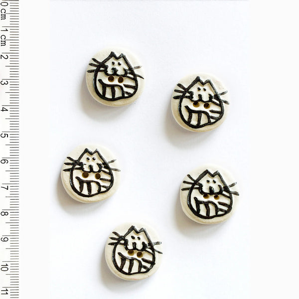 Incomparable Buttons - Round Cats - Card of 5