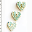 Incomparable Buttons - Aqua Hearts L483 - Card of 3