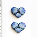 Incomparable Buttons - Large Blue Hearts L485 - Card of 2