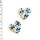 Incomparable Buttons - Blue & White Hearts L493 - Card of 2
