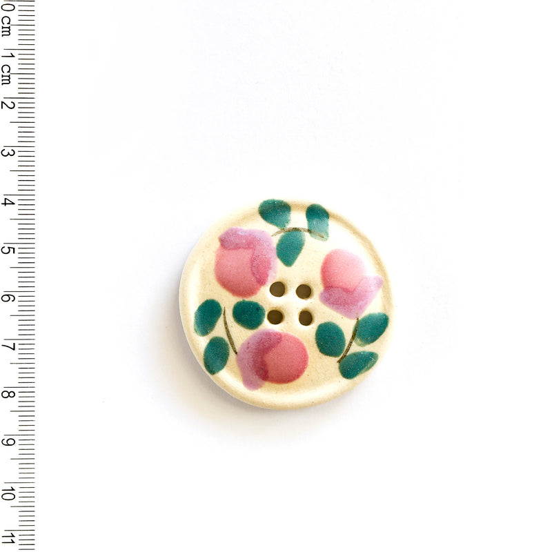 Incomparable Buttons - Large Pink Flower L516 - Card of 1