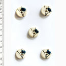 Incomparable Buttons - Navy Flowers Round L533 - Card of 5