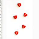 Incomparable Buttons - Small Red Hearts L534 - Card of 5