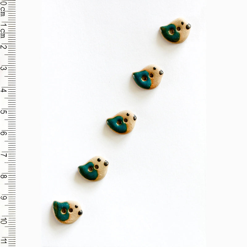 Incomparable Buttons - Small Blue Birds L547 - Card of 5