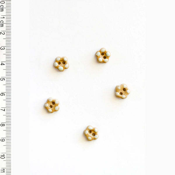Incomparable Buttons - Small Aqua Flowers L556 - Card of 5