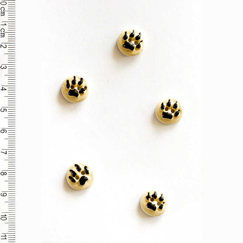 Incomparable Buttons - Paw Prints L55 - Card of 5