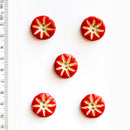 Incomparable Buttons - Red Stars L581 - Card of 5