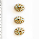Incomparable Buttons - Medium Aqua Oval L584 - Card of 3