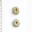Incomparable Buttons - Aqua & Brown Flowers L591 - Card of 2