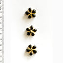Incomparable Buttons - Black Flowers L594 - Card of 3