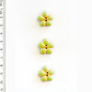 Incomparable Buttons - Green Flowers L595 - Card of 3