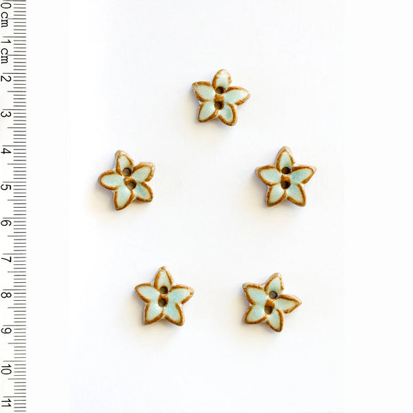Incomparable Buttons - Aqua Flowers L605 - Card of 5