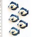 Incomparable Buttons - Blue Fish L065 - Card of 5