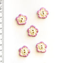 Incomparable Buttons - Pink Flowers L092 - Card of 5
