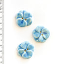 Incomparable Buttons - Blue Flowers L099 - Card of 3