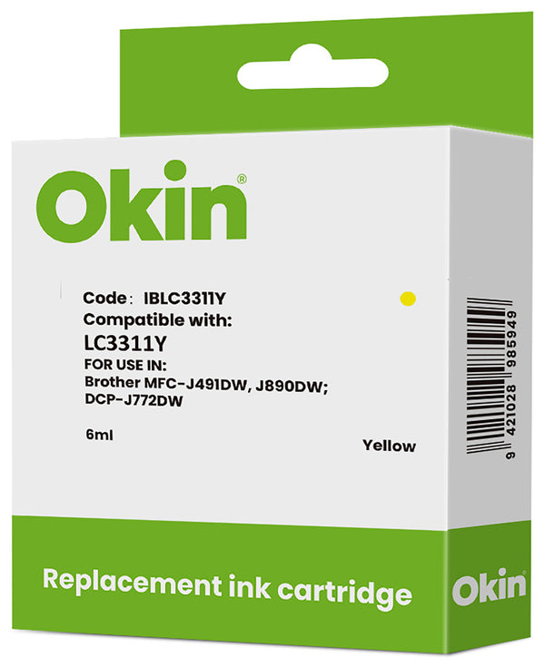 Okin Compatible Brother LC3311y Yellow Ink Cartridge