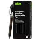 Okin Ballpoint Retractable Pen Triangular Medium - Pack Of 10