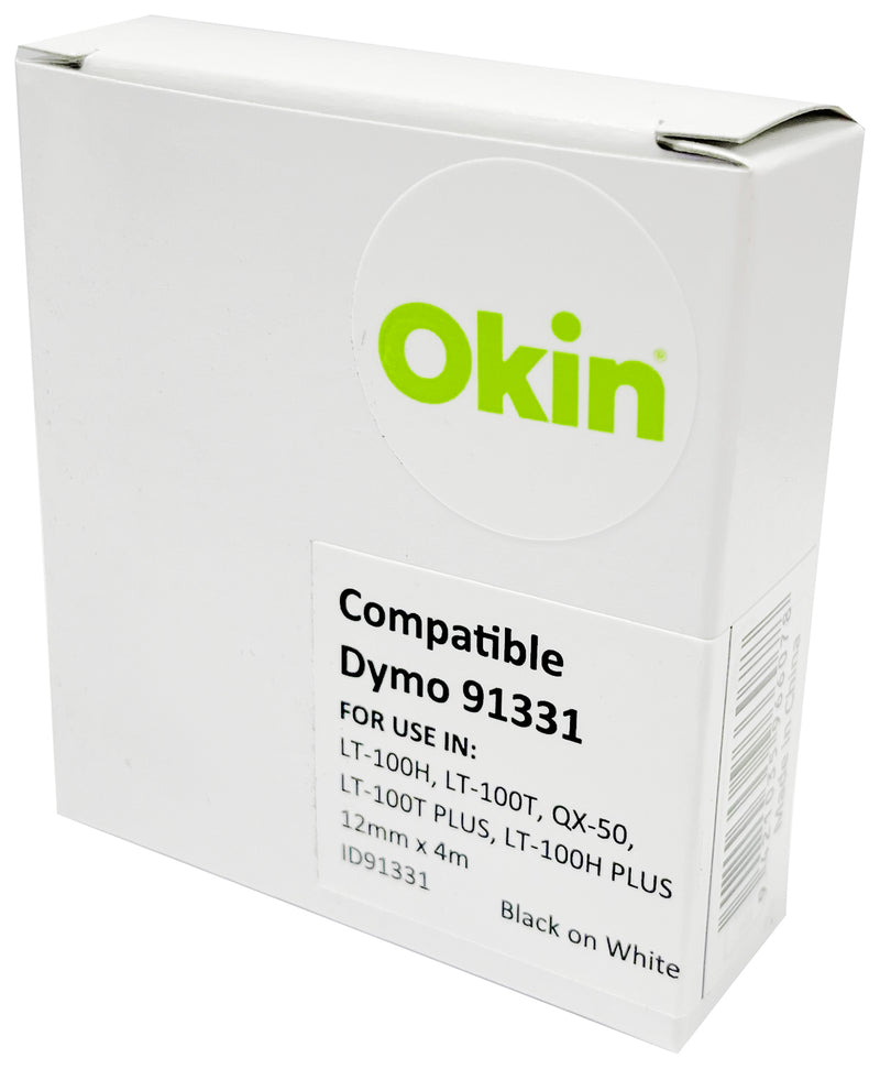 Icon Compatible Dymo LetraTag Tape 91331 12mmx4m Black on White