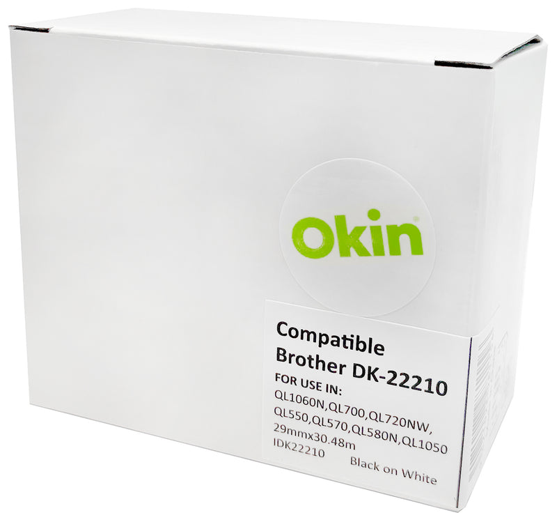 Okin Compatible Brother DK Paper Tape Black on White