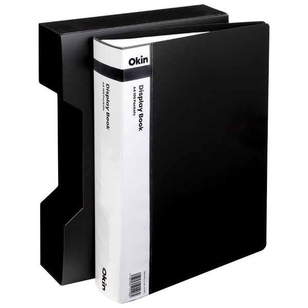 Icon Display Book A4 With Insert Spine 100 Pocket With Case#Colour_BLACK