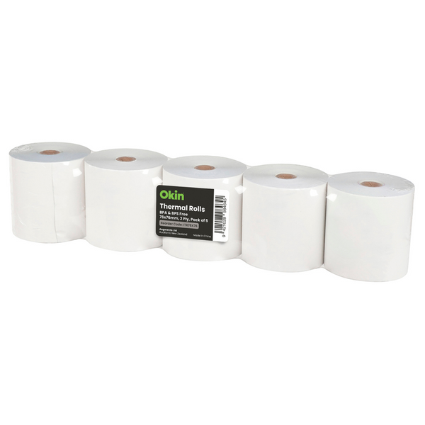 Okin Thermal Roll 76x76mm 2 Ply - Pack Of 5
