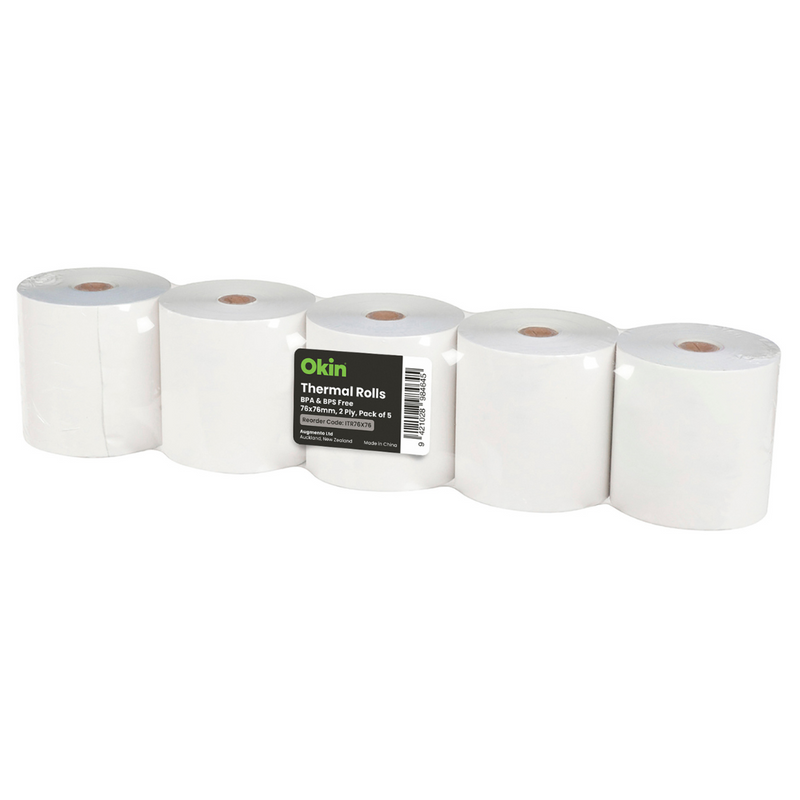 Okin Thermal Roll 76x76mm 2 Ply - Pack Of 5