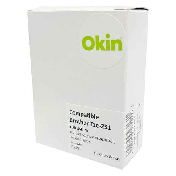 Okin Compatible Brother TZ Tape 24mm Black On White