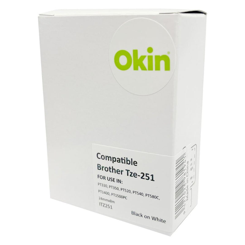 Okin Compatible Brother TZ Tape 24mm Black On White