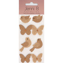 Jenni B Stickers Burlap Butterflies & Birds Sheet of 8