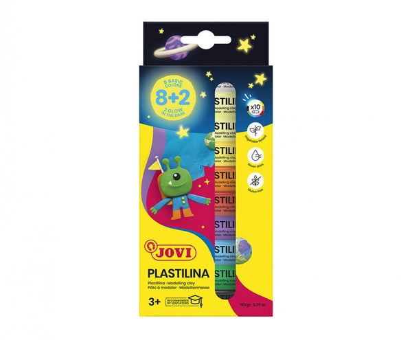 Jovi Plastilina Modelling Clay 15G Assorted & Glow Colours Set of 10