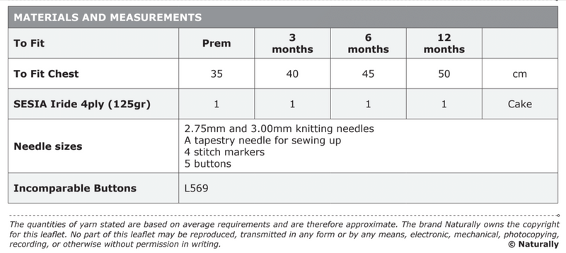 Knitting Pattern K3000 - Kids Cardigan 0-12 Months 4ply Yarn
