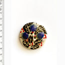 Incomparable Buttons - Large Black & Mauve Flower L346 - Card of 1