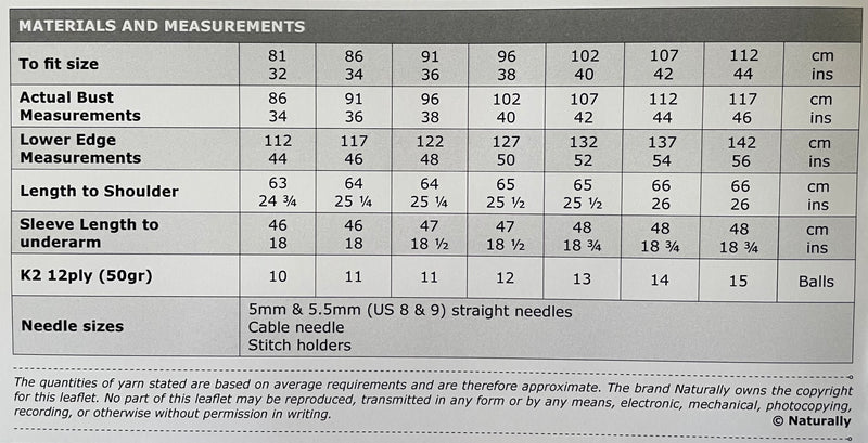 Naturally Pattern Leaflet K2 Womens/Sweater N1475