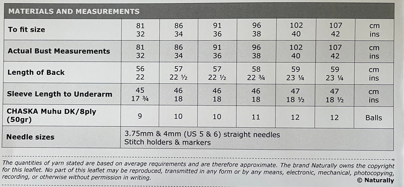 Naturally Pattern Leaflet Chaska Muhu Womens/Sweater N1492