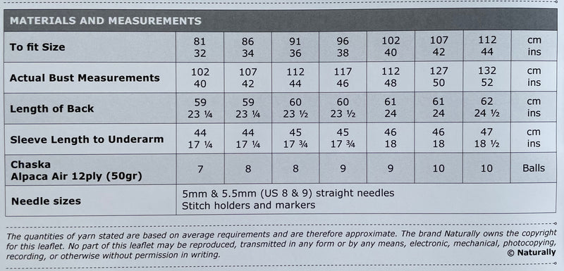 Knitting Pattern N1541 - Womens Sweater 32-44" 12ply Yarn