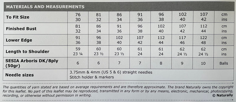 Naturally Pattern Leaflet Sesia Arboris Dk/8ply Womens/Vest N1573