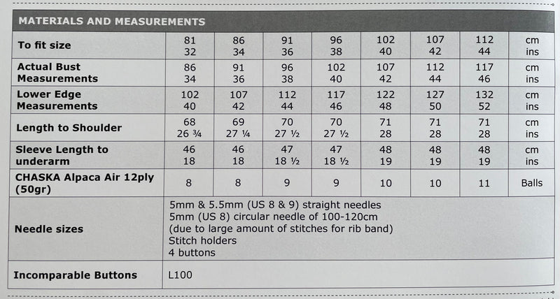 Naturally Pattern Leaflet Chasca Alpaca Air 12ply Womens/Cardigan N1606
