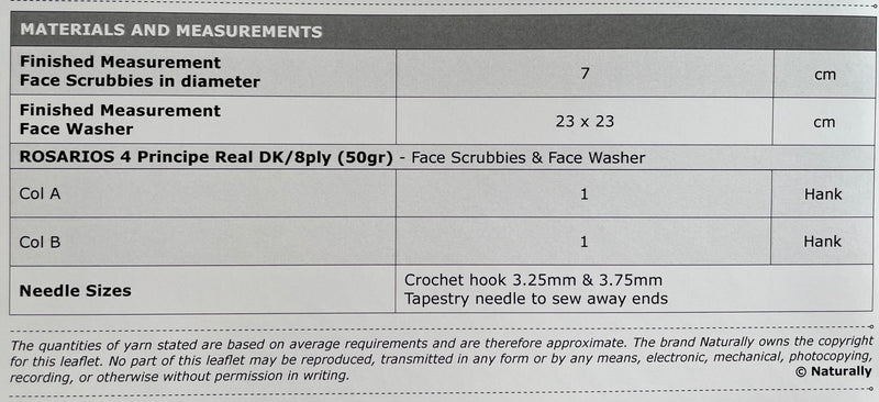 Naturally Pattern Leaflet Rosarios4 Principe Real DK Accessories/Face Washer & Scrubbies N1619