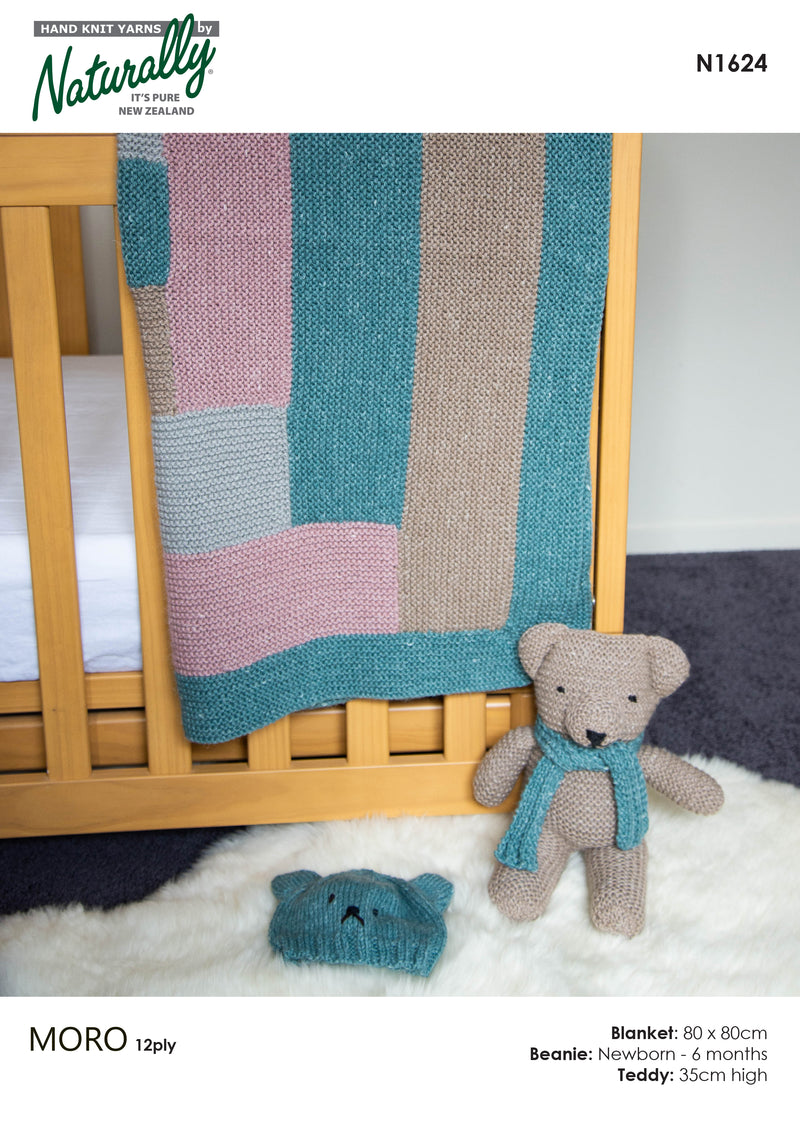 Naturally Pattern Moro 12ply Pattern Kids/Blanket, Bear, Teddy N1624