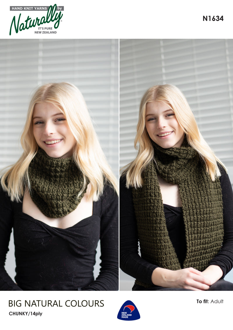 Naturally Pattern Big Natural Colour 14ply Pattern Womens/Scarf N1634