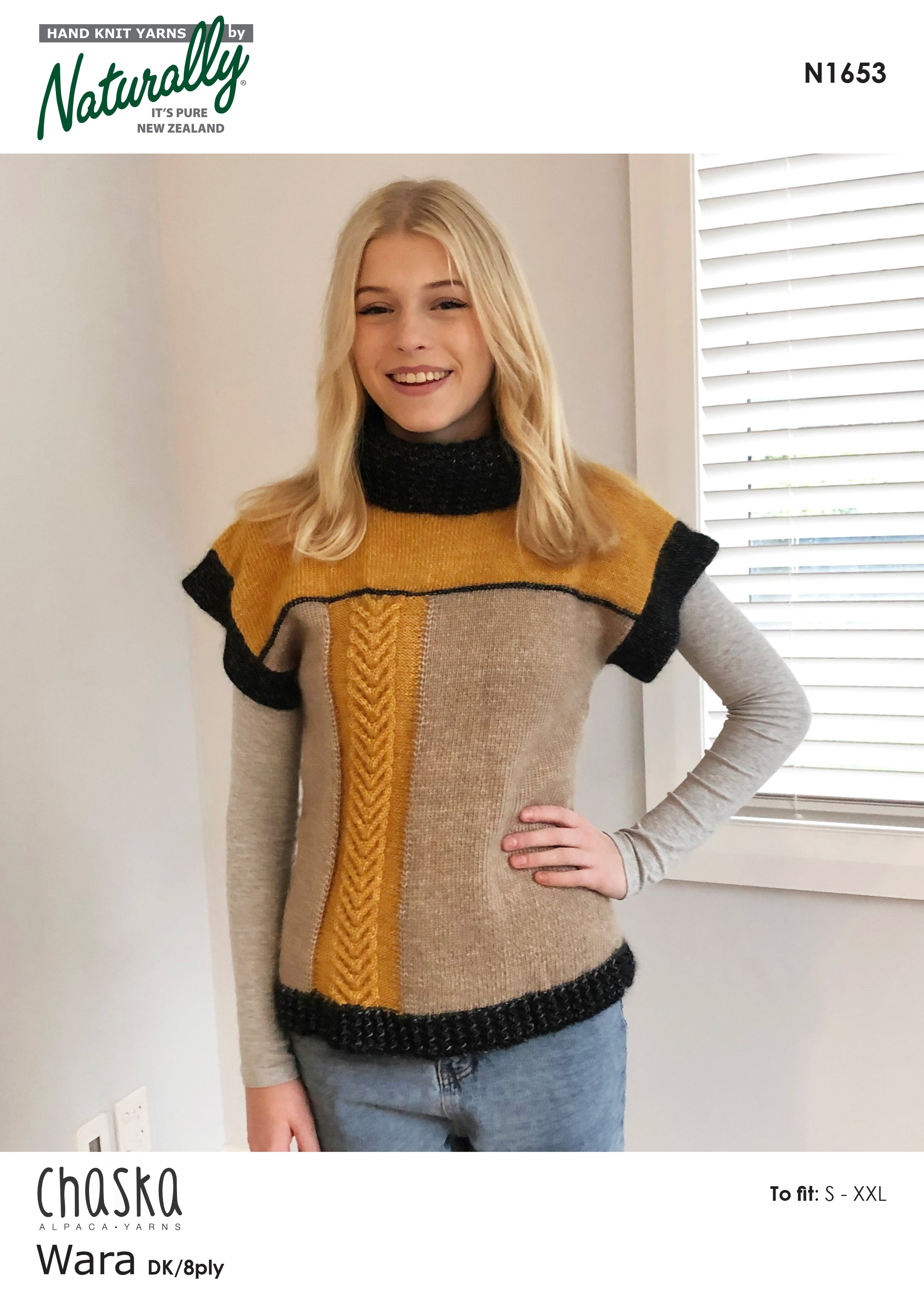 Neiska Pattern Knitting Pattern N1653 - Womens Top S-2XL 8ply Yarn