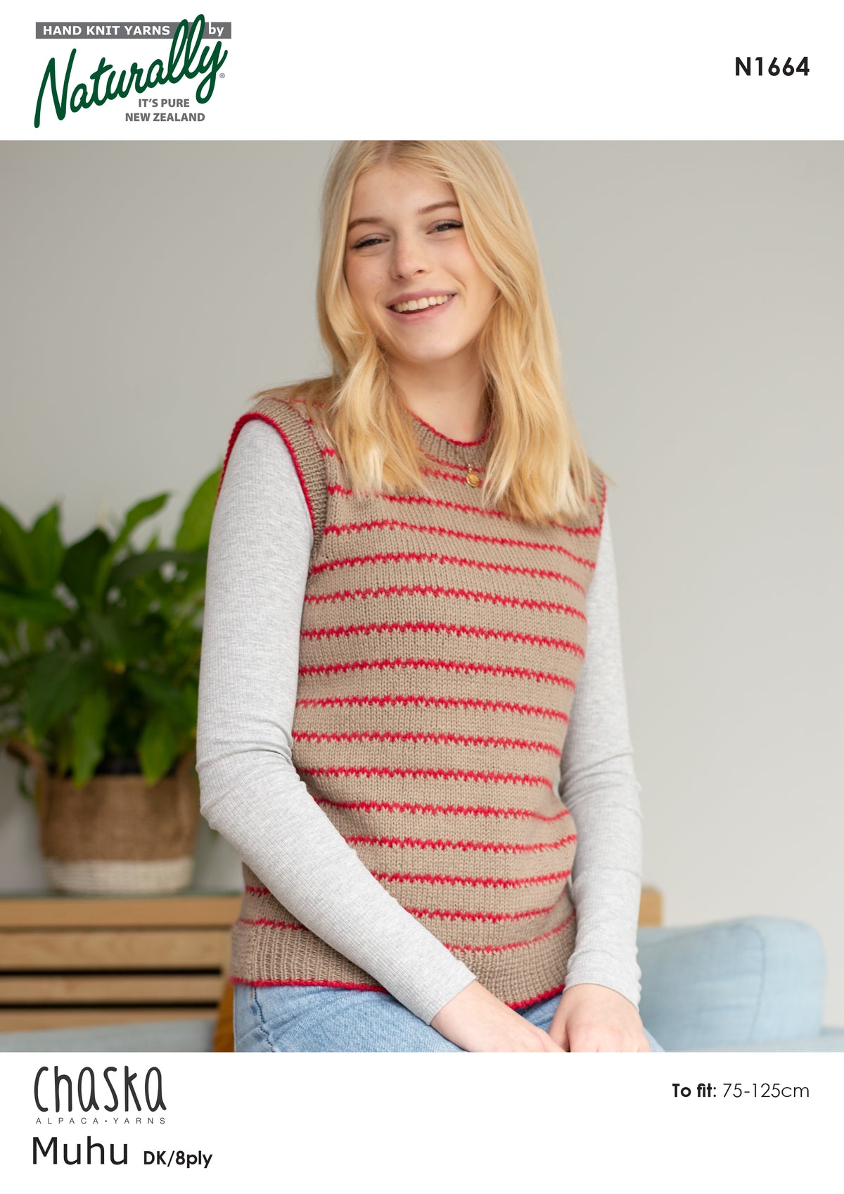 Chaska Patterns Knitting Pattern N1664 - Womens Vest 75-125cm 8ply Yarn