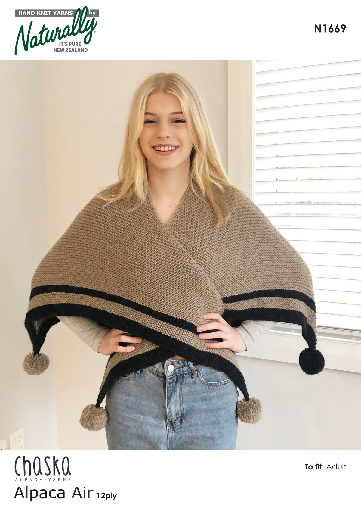 Chaska Patterns Knitting Pattern N1669 - Womens Shawl 12ply Yarn