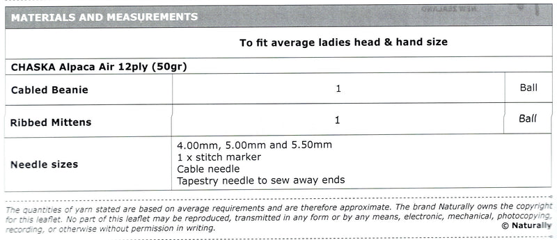 Knitting Pattern N1671 - Womens Hat & Gloves 12ply Yarn
