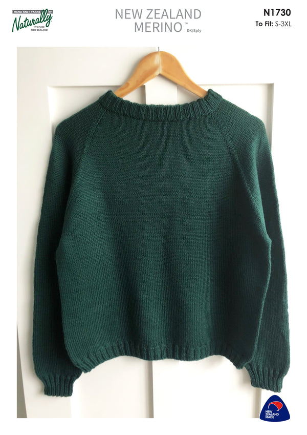 Naturally Pattern Nz Merino DK/8ply Unisex/Sweater N1730