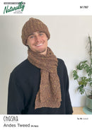 Knitting Pattern N1787 - Mens Hat & Scarf OS 8ply Yarn