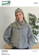 Knitting Pattern N1789 - Womens Hat & Scarf OS 8ply Yarn