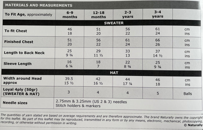 Naturally Pattern Leaflet Loyal 4ply Kids/Sweater & Hat K316