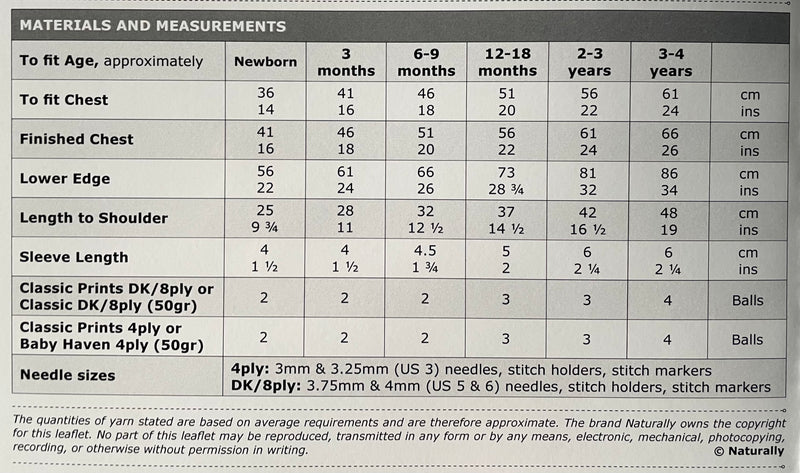 Naturally Pattern Leaflet Classic DK  Kids/Dress K325
